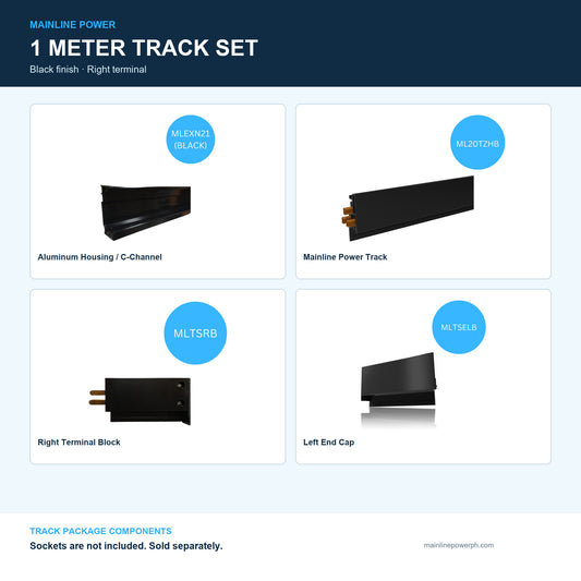 Mainline Power Track Set - 1 Meter - Black - Right Terminal